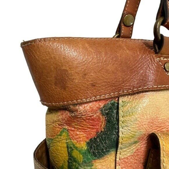 Patricia Nash Bolsena Tote Bag Purse Handbag Leather Floral Print Autographed - Picture 9 of 14